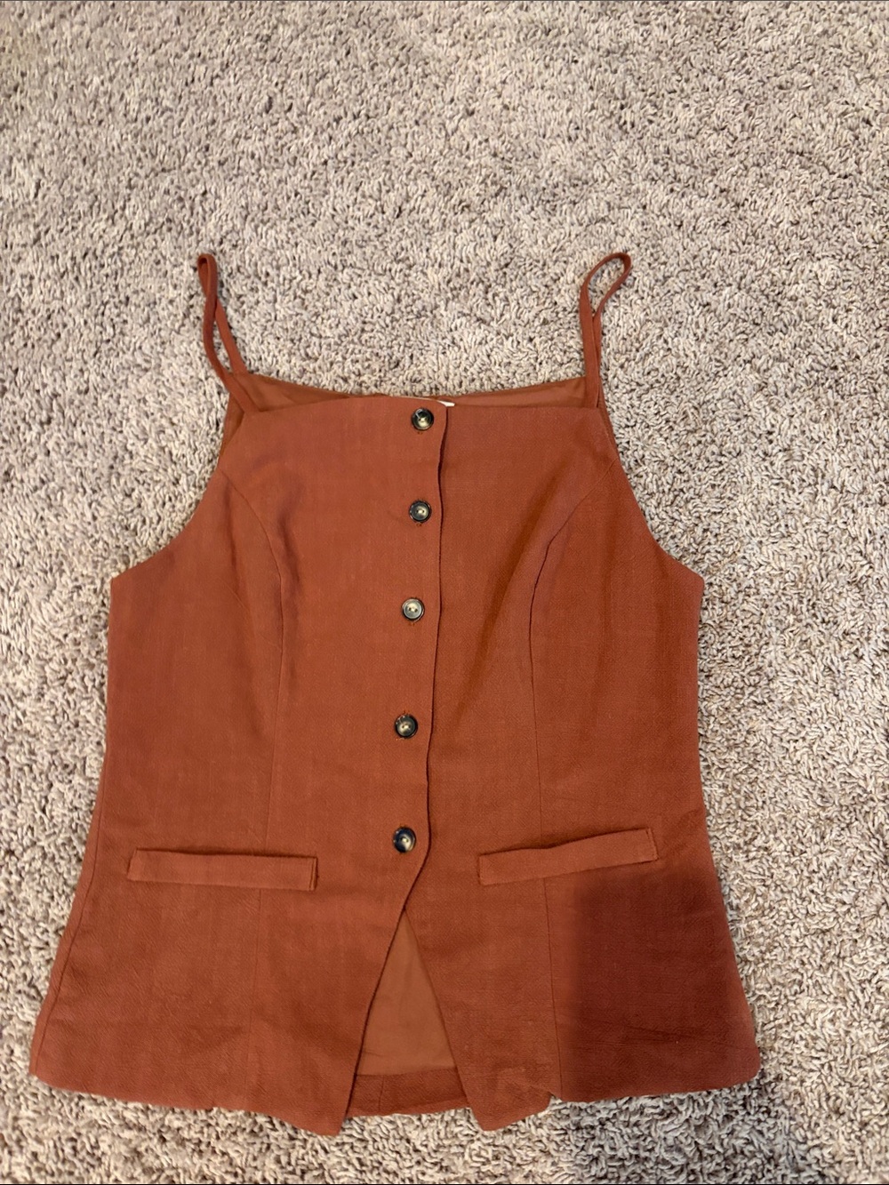 Rust Brown Button-Front Tank Top